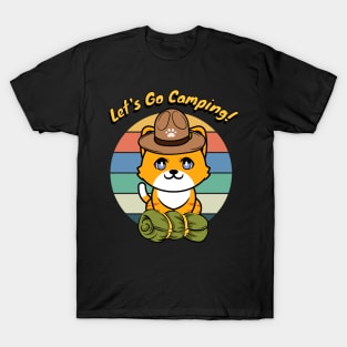 Funny orange cat wants to go camping T-Shirt